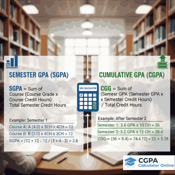 Difference Between CGPA and SGPA Explained (Formulas, Examples)