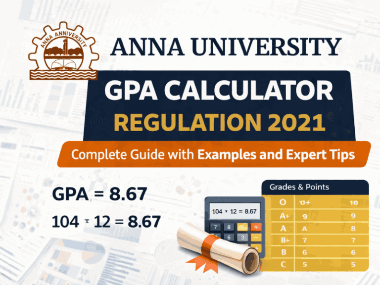 Anna University GPA Calculator Regulation 2021 – Complete Guide with Examples, and Expert Tips