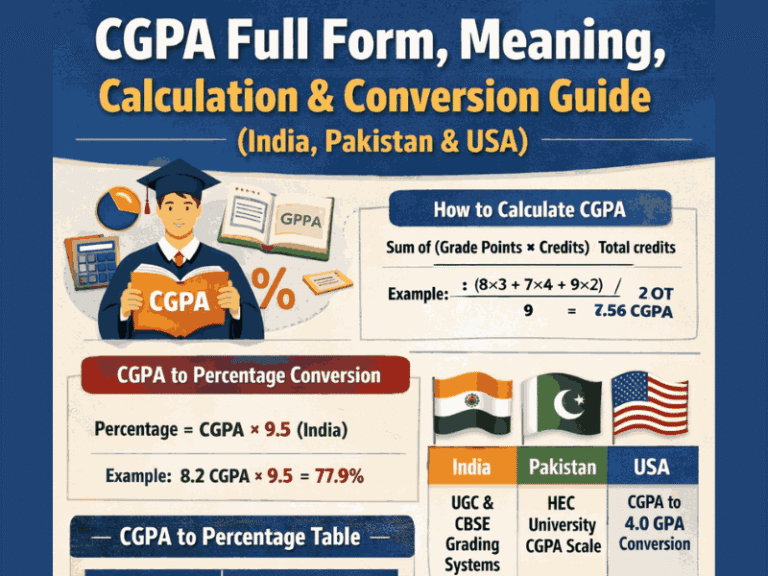 CGPA Full Form, Calculation & Percentage Guide (India, Pakistan, USA)