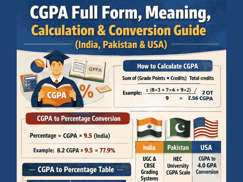 CGPA Full Form, Calculation & Percentage Guide (India, Pakistan, USA)